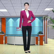 改良版翻領玫紅色時尚職業(yè)套裝FX11