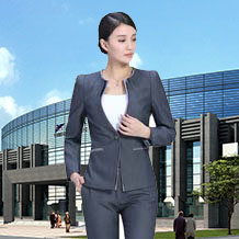 深灰色假兩件拼接時尚職業(yè)套裝FX16