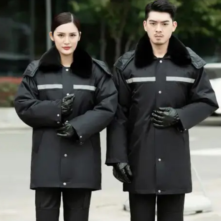 保安大衣加反光條中長款1026